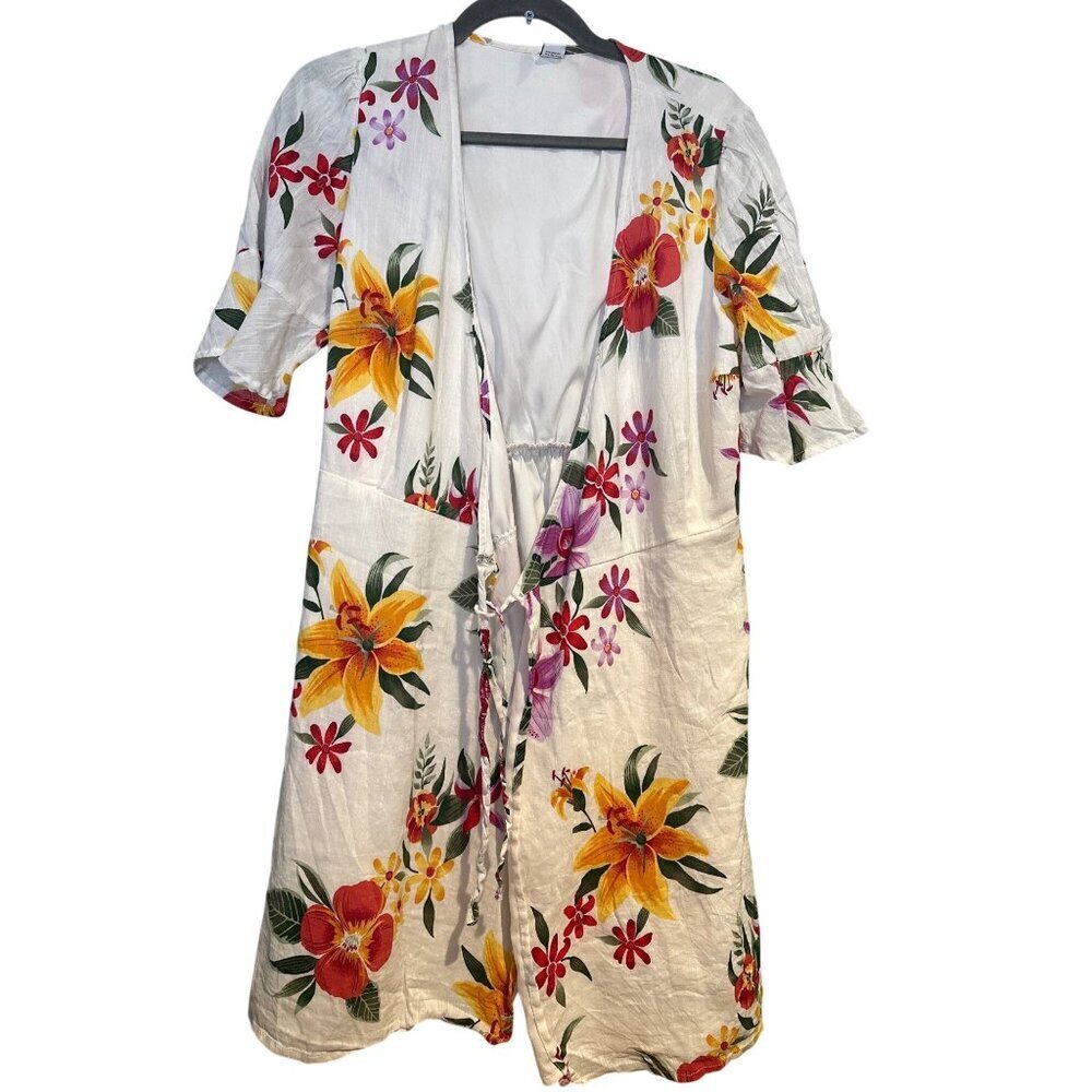 Old Navy Floral Kimono Cover Up M Cottagecore Boho Open Front Spring Summer
